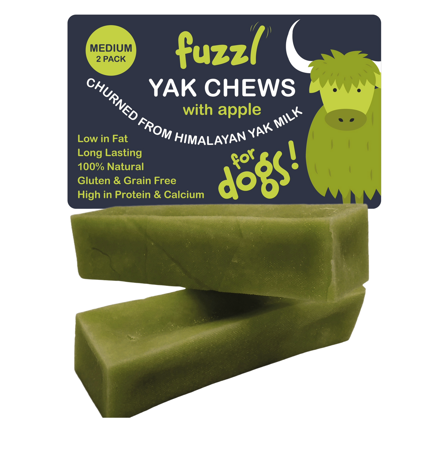 Fuzzl Yak Chews with Apple Medium 2 Pack - Himalayan Yak Chews - Fuzzl Pet
