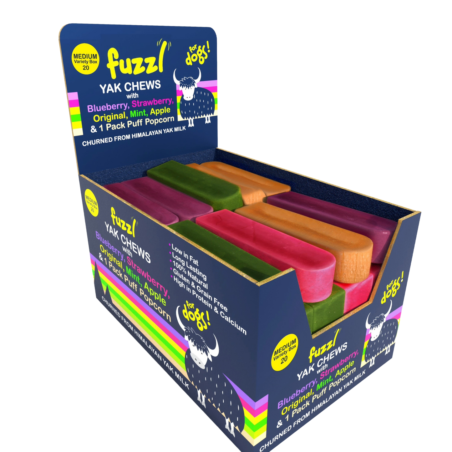 Fuzzl Himalayan Yak Chews - Medium Variety Box 20 - Fuzzl Pet