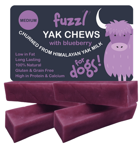 Fuzzl Yak Chews for Dogs - Medium 4 Pack Himalayan Yak Chews for Dogs - Natural Dog Chew - Fuzzl Pet
