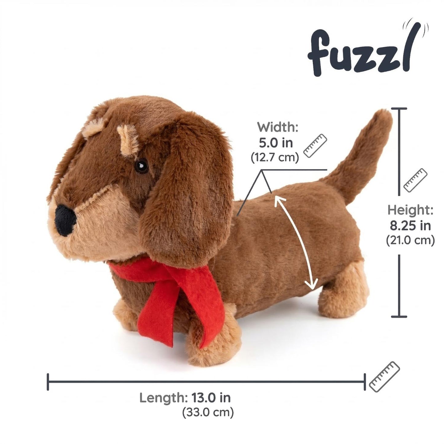 Fuzzl Sizzles Dachshund Plush Toy | Toffee Brown Squeaky Dog Toy