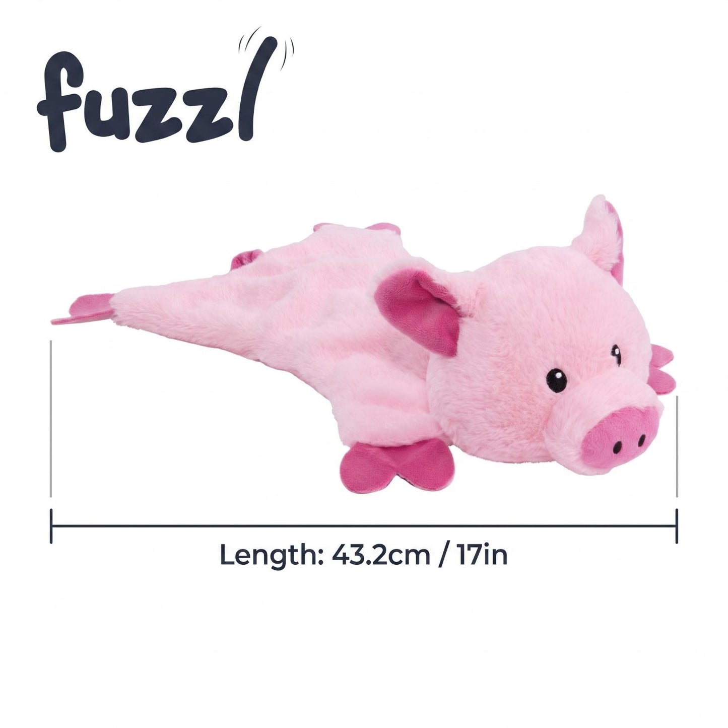 Fuzzl Pickles Pig | Minimal Stuffing Crinkle & Squeak Dog Toy