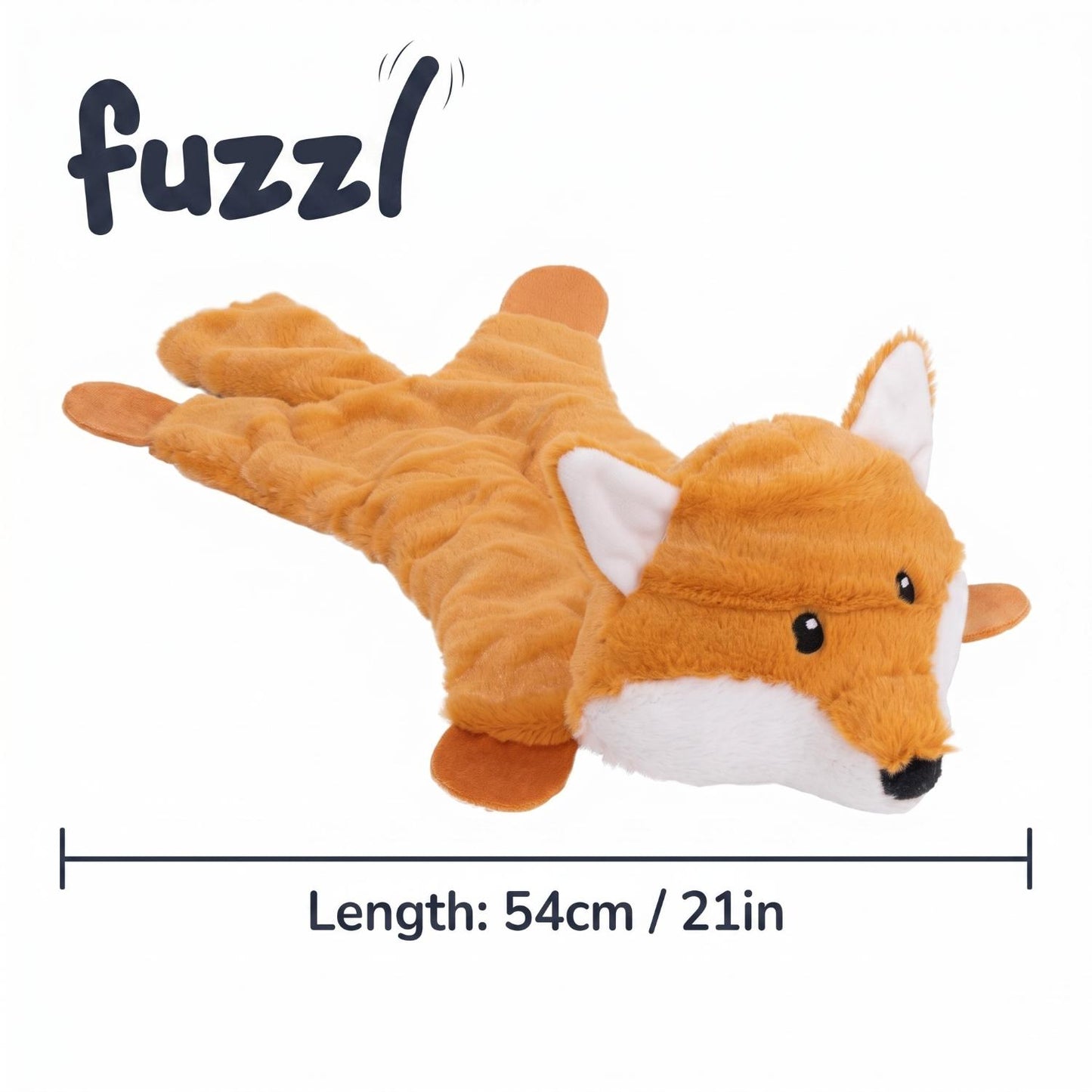 Fuzzl Freddy Fox | Low Stuffing Crinkle & Squeak Dog Toy