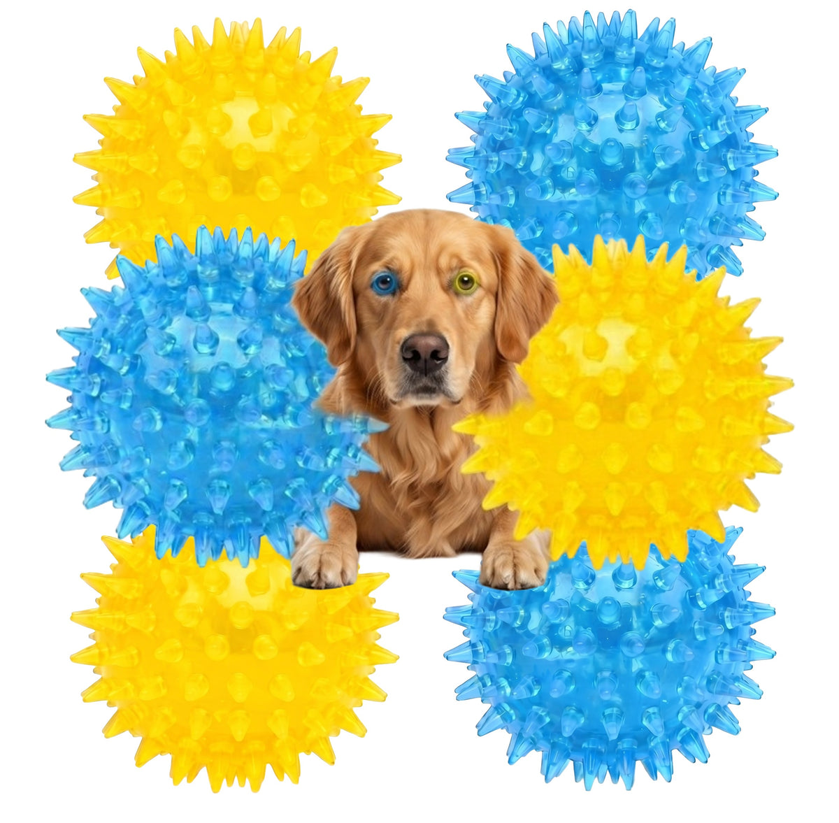 Fuzzl SpikeOrb Squeaky Spiky Ball | 6 Pack 9cm – Dog Toy