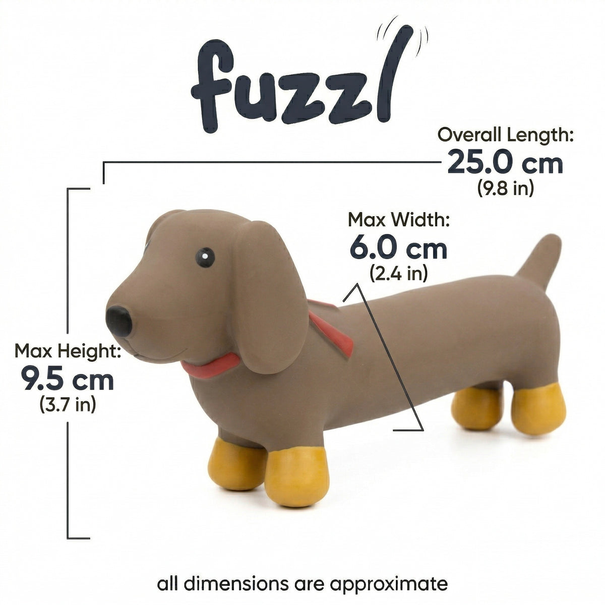 Sizzles Latex Dachshund Dog Toy Large | Squeaky Durable Chew Toy