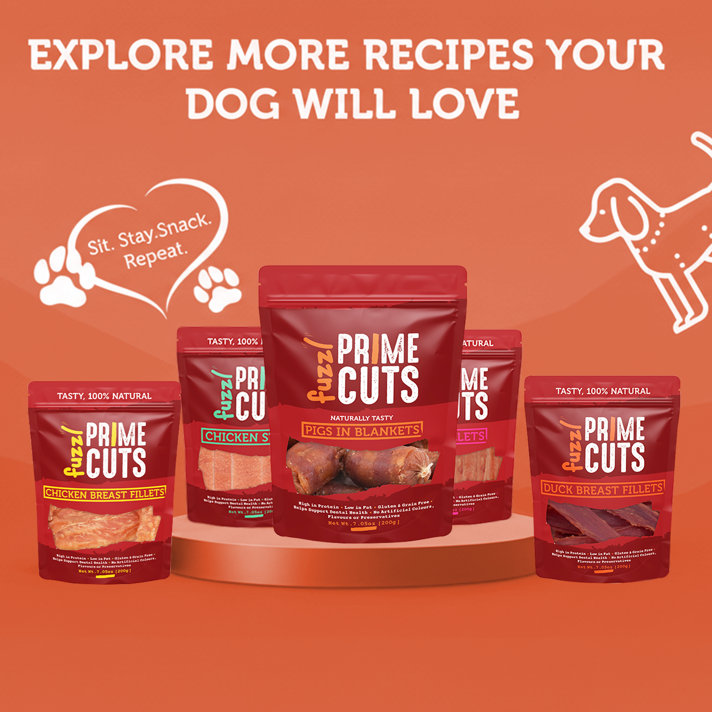 Fuzzl Prime Cuts Pigs in Blankets Dog Treats | 5x200g Value Pack - Fuzzl Pet