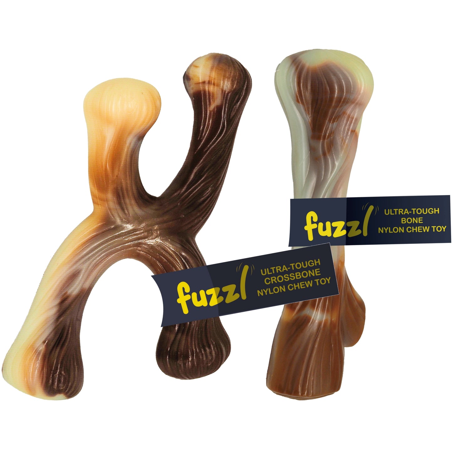 Fuzzl Ultra Tough Nylon Crossbone and Bone Dog Toy Pack – Durable - Fuzzl Pet