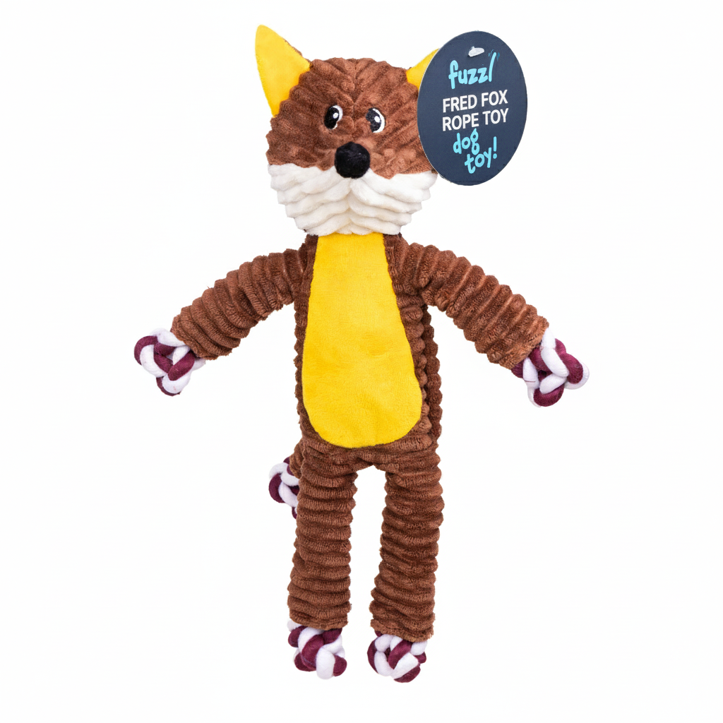 Fuzzl Fred Rope Exoskeleton Fox Dog Toy – Durable Knotted Rope with Squeaker - Fuzzl Pet