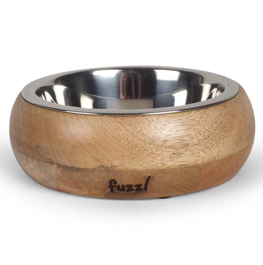 Fuzzl Titan Mango Wood & Stainless Steel Bowl 18cm Dog Bowl – Pet - Fuzzl Pet