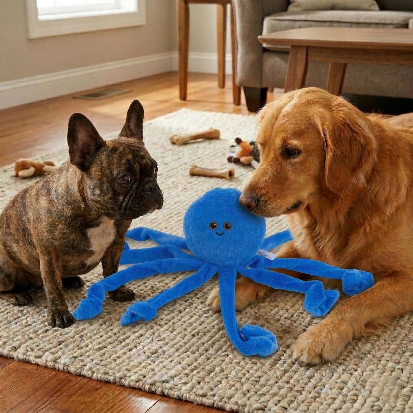 Fuzzl Big Ozzie the Octopus | Plush Dog Toy with 4 Squeakers