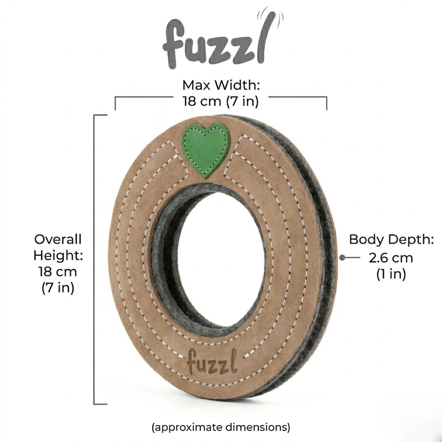 Fuzzl Eco Leather Ring | Natural Tough Chew Dog Toy