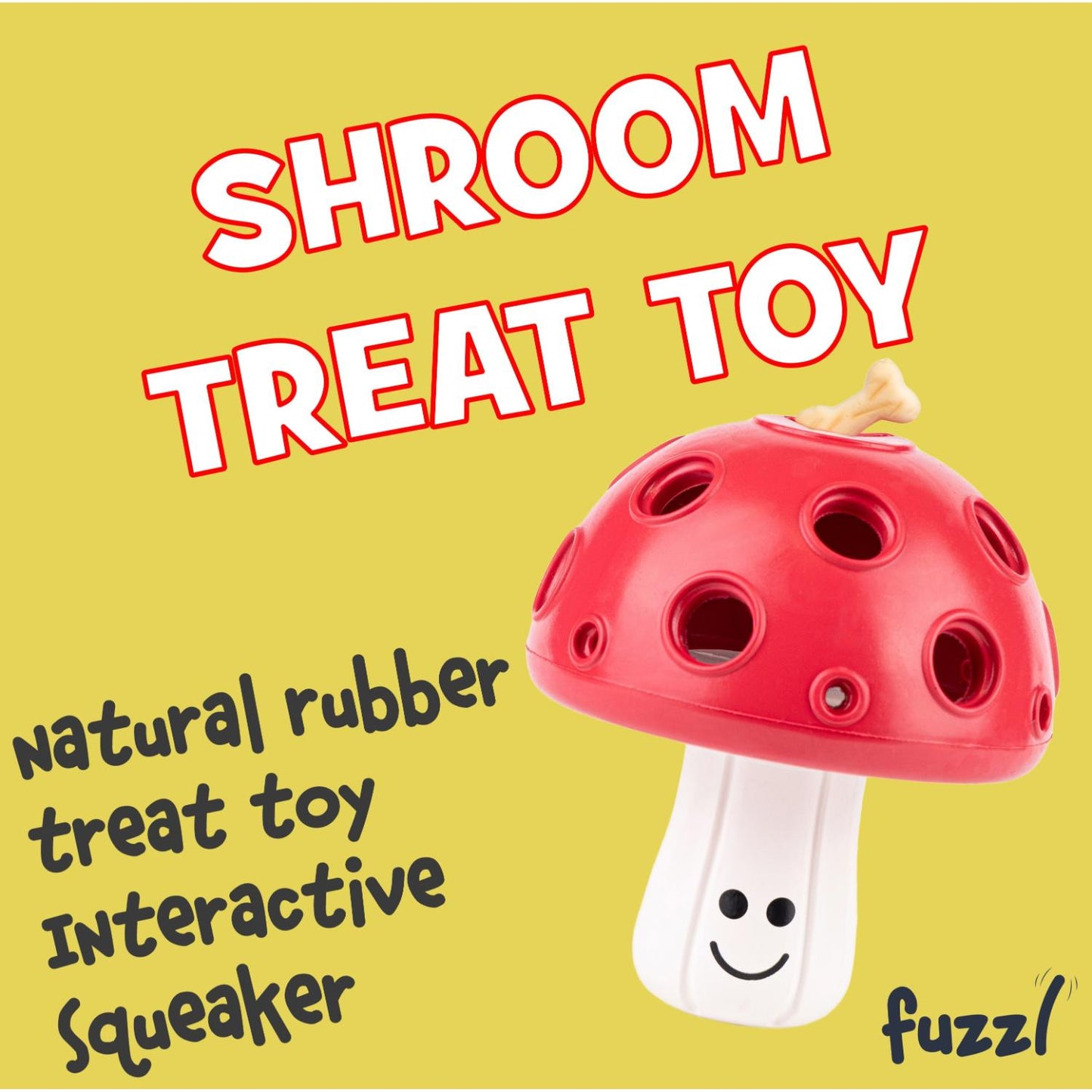 Fuzzl Eco Rubber Magic Shroom - Red Dog Toy – Durable Dog Toy