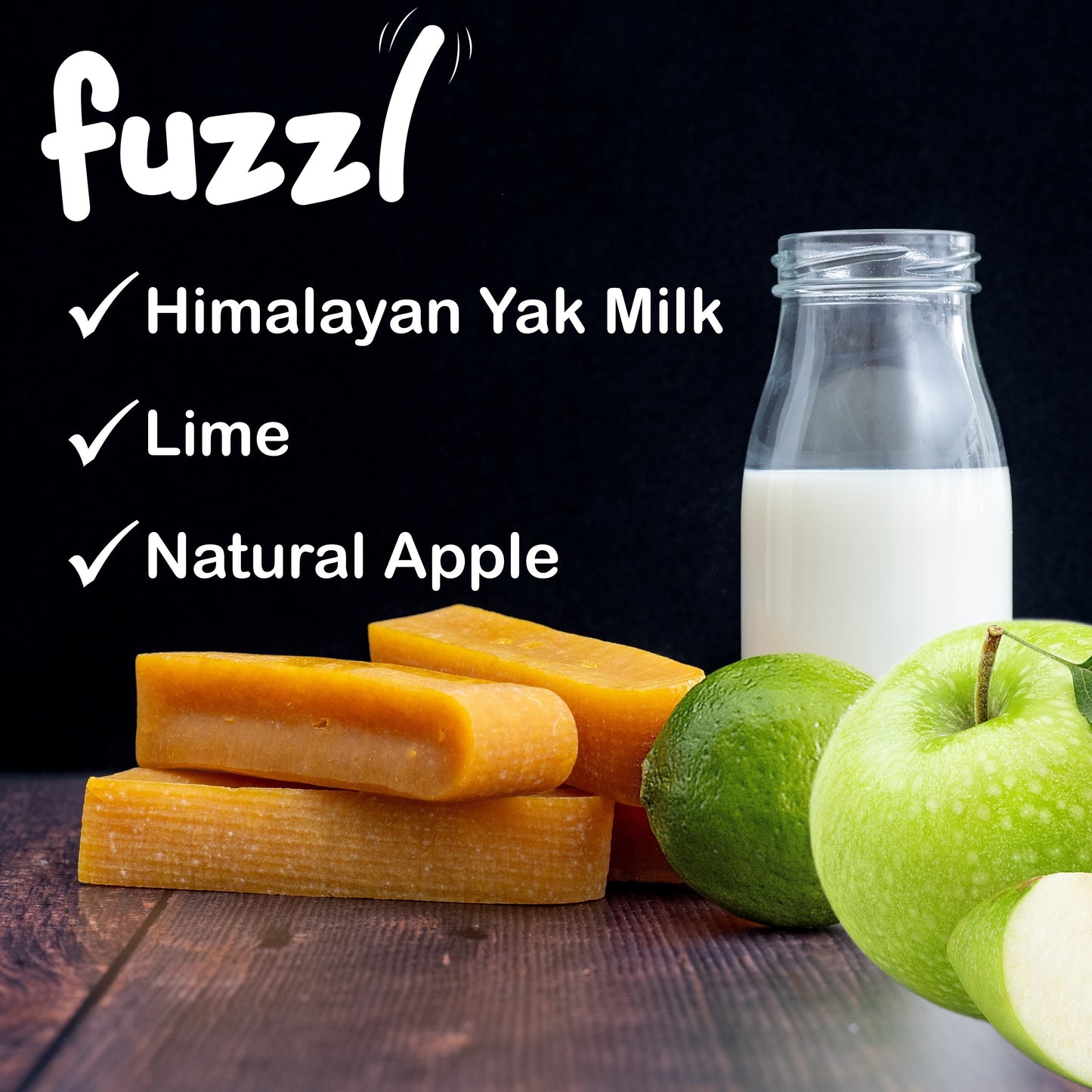 Fuzzl Yak Chews with Apple Medium 2 Pack - Himalayan Yak Chews - Fuzzl Pet