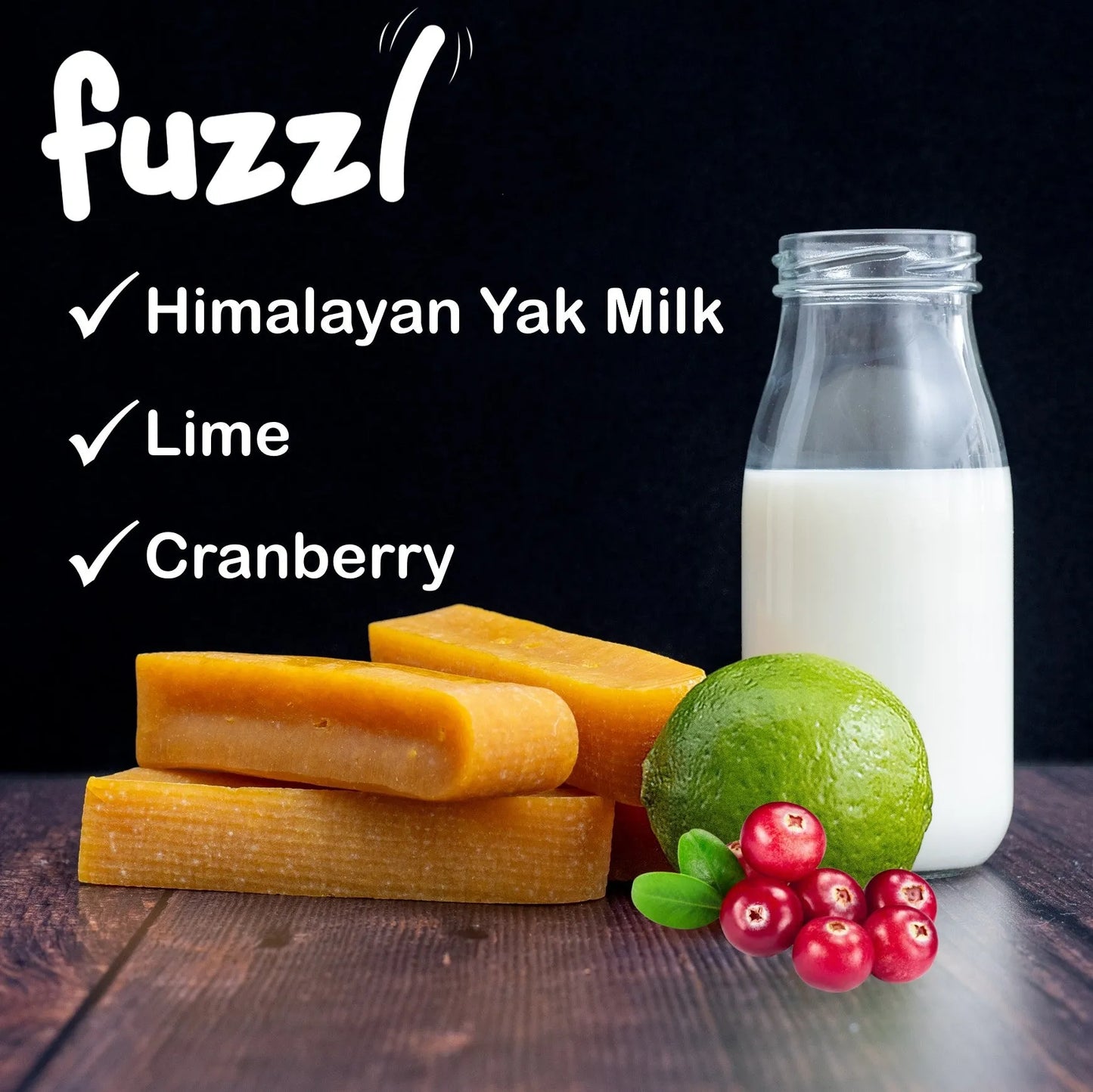 Fuzzl Yak Chews with Cranberry Medium 2 Pack - Himalayan Yak Chews - Fuzzl Pet