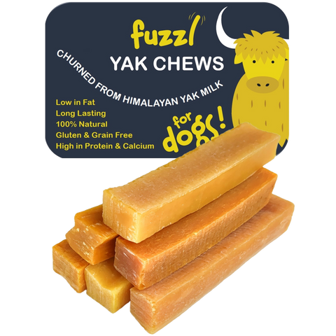 Fuzzl Yak Chews - Original Medium 6 Pack Dog Treats - Himalayan Yak Chews for Dogs - Natural Dog Chew