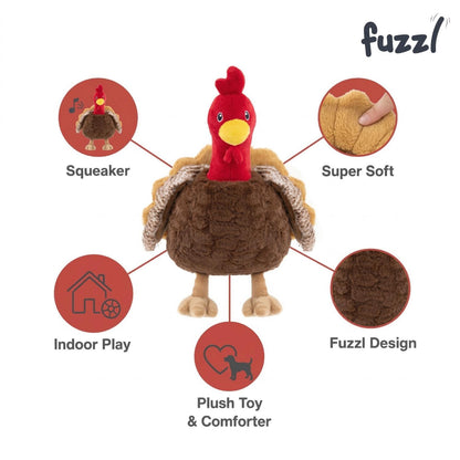 Fuzzl Sir Gobbles Turkey | Super Soft Plush Squeaky Dog Toy