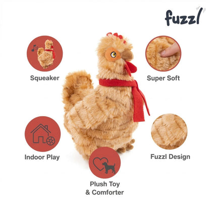 Fuzzl Cheeky Chicken Golden Brown | Super Soft Plush Squeaky Toy