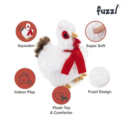 Fuzzl Cheeky Chicken Snow White | Super Soft Plush Squeaky Dog Toy