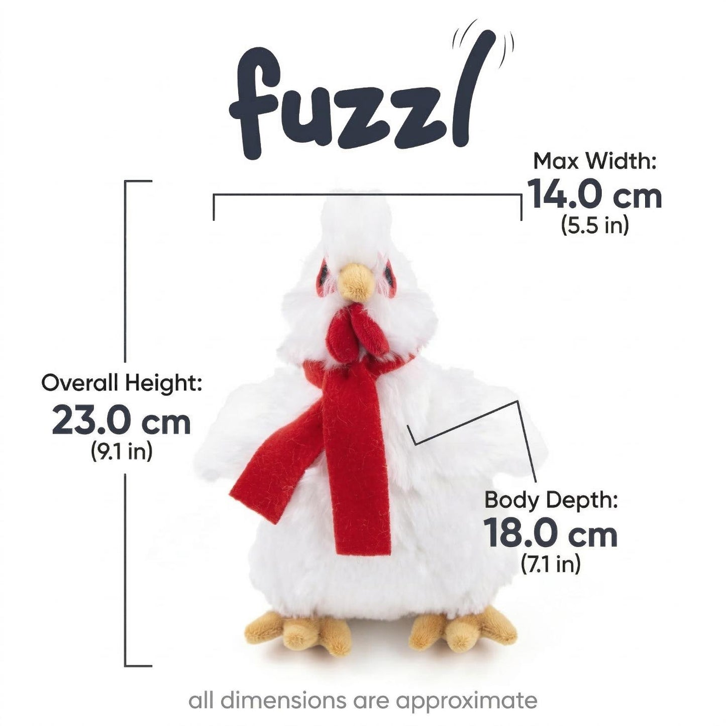 Fuzzl Cheeky Chicken Snow White | Super Soft Plush Squeaky Dog Toy
