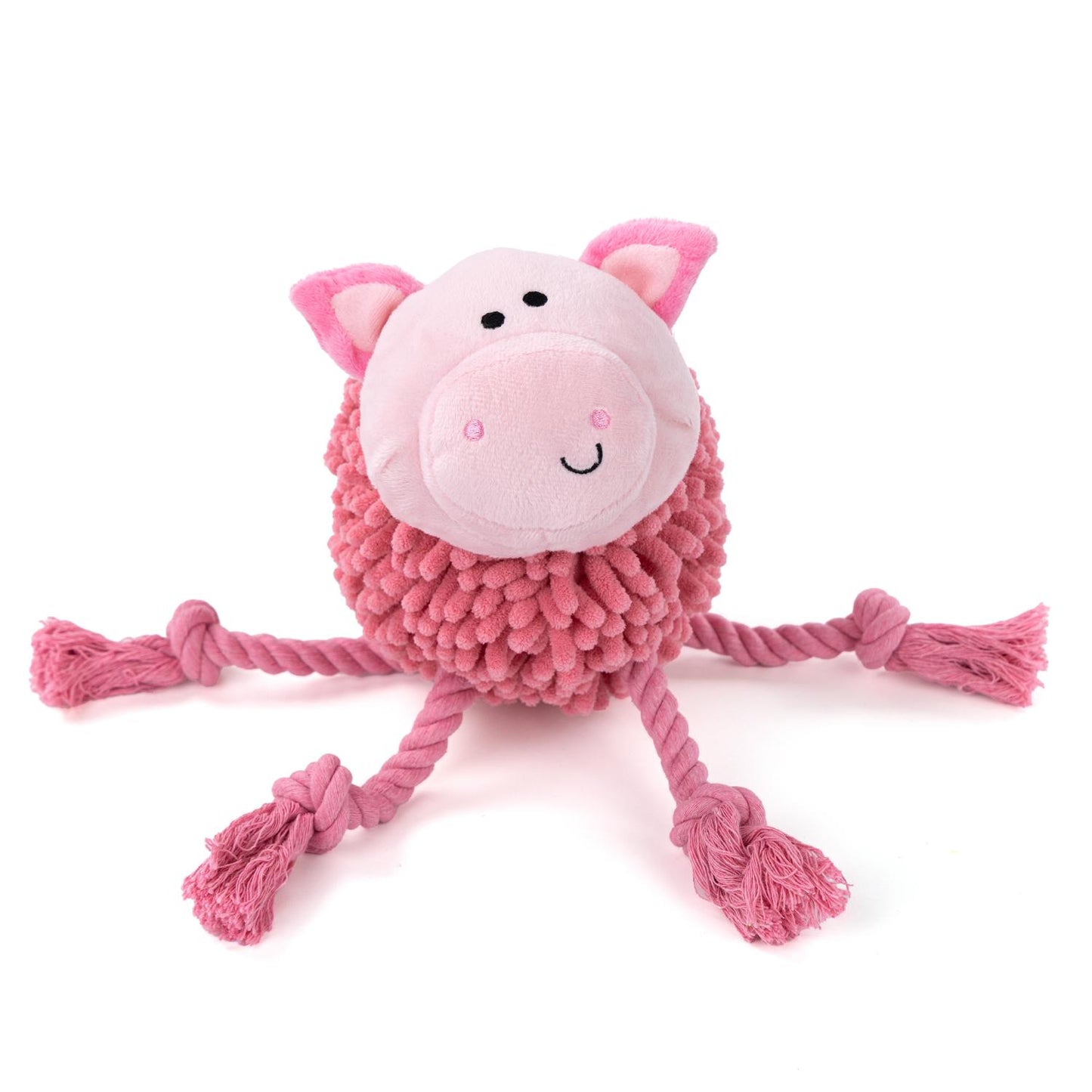 Fuzzl Farmyard Friends Pink Pig | Large Noodle Plush Rope Dog Toy