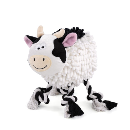 Fuzzl Farmyard Friends Molly Moo Cow | Large Noodle Plush Rope Toy