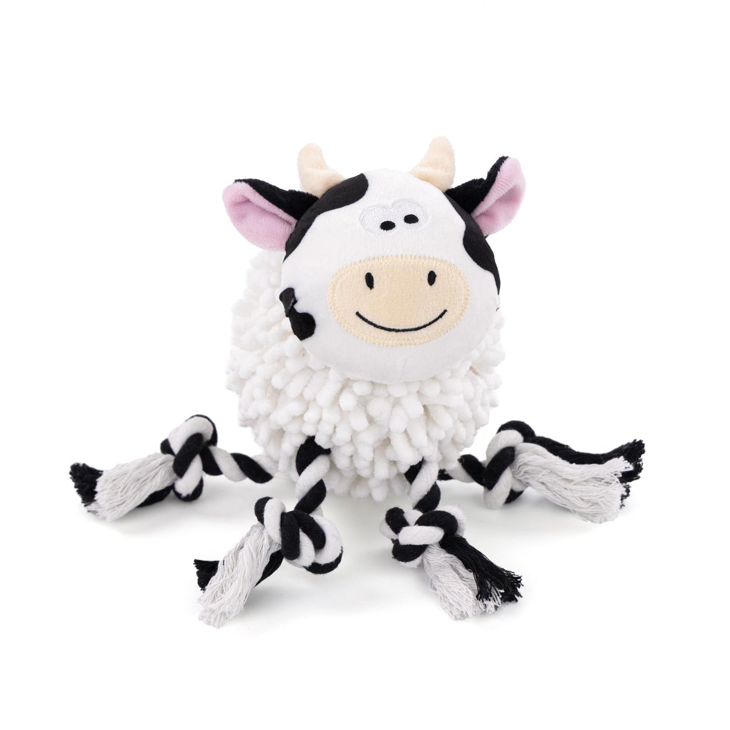 Fuzzl Farmyard Friends Molly Moo Cow | Large Noodle Plush Rope Toy