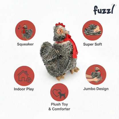 Fuzzl Big Cheeky Chuck Chicken | Super Soft Plush Squeaky Dog Toy