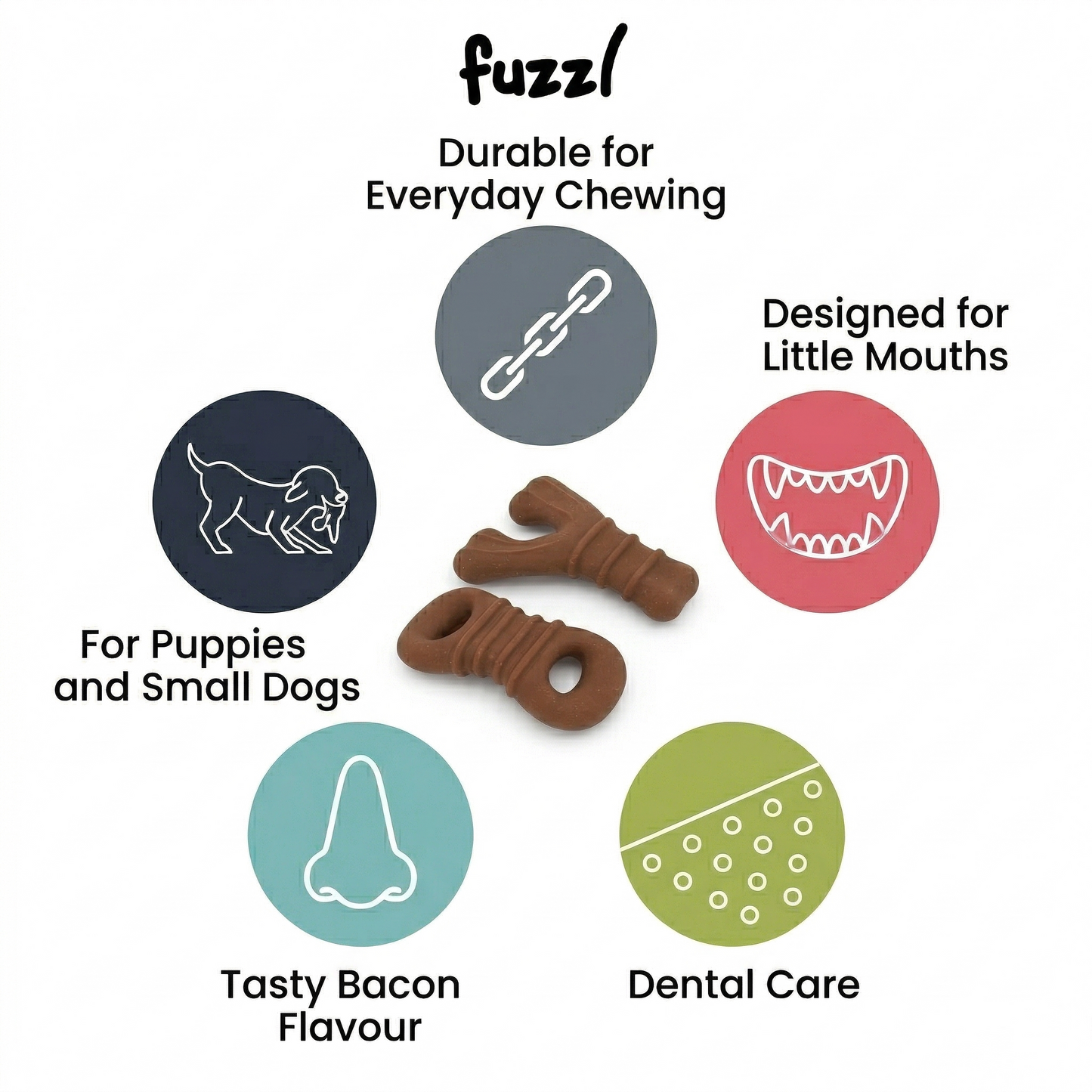 Fuzzl Puppy Chew Duo | Bacon Scented Wishbone & Ring Chew