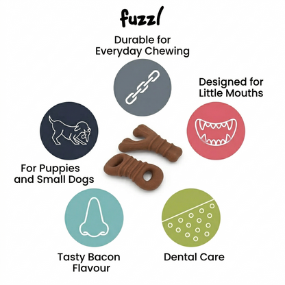 Fuzzl Puppy Chew Duo | Bacon Scented Wishbone & Ring Chew