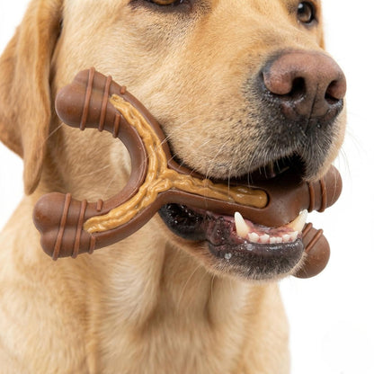 Fuzzl Fill-N-Chew | Bacon Scented Treat-Dispensing Wishbone