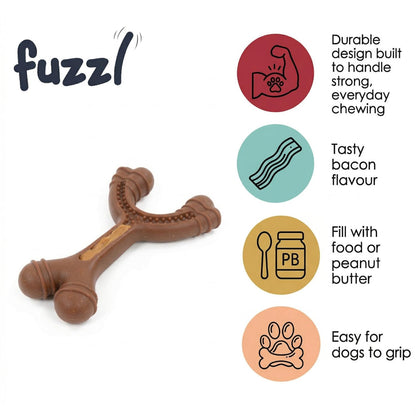 Fuzzl Fill-N-Chew | Bacon Scented Treat-Dispensing Wishbone