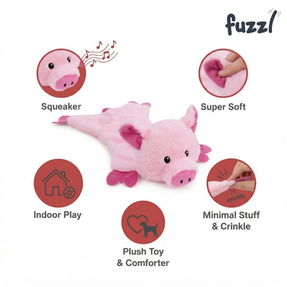Fuzzl Pickles Pig | Minimal Stuffing Crinkle & Squeak Dog Toy