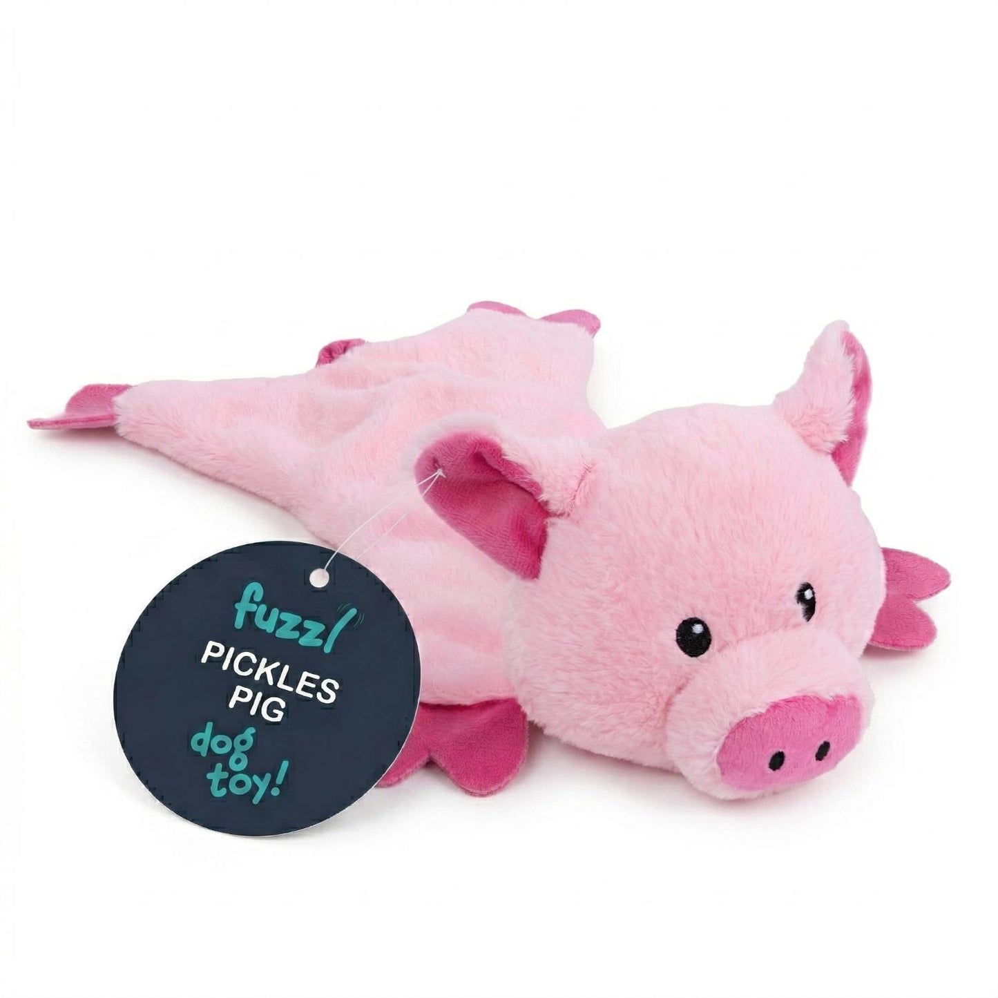 Fuzzl Pickles Pig | Minimal Stuffing Crinkle & Squeak Dog Toy