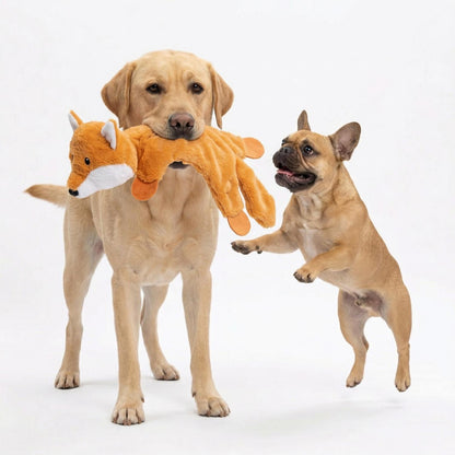 Fuzzl Freddy Fox | Low Stuffing Crinkle & Squeak Dog Toy