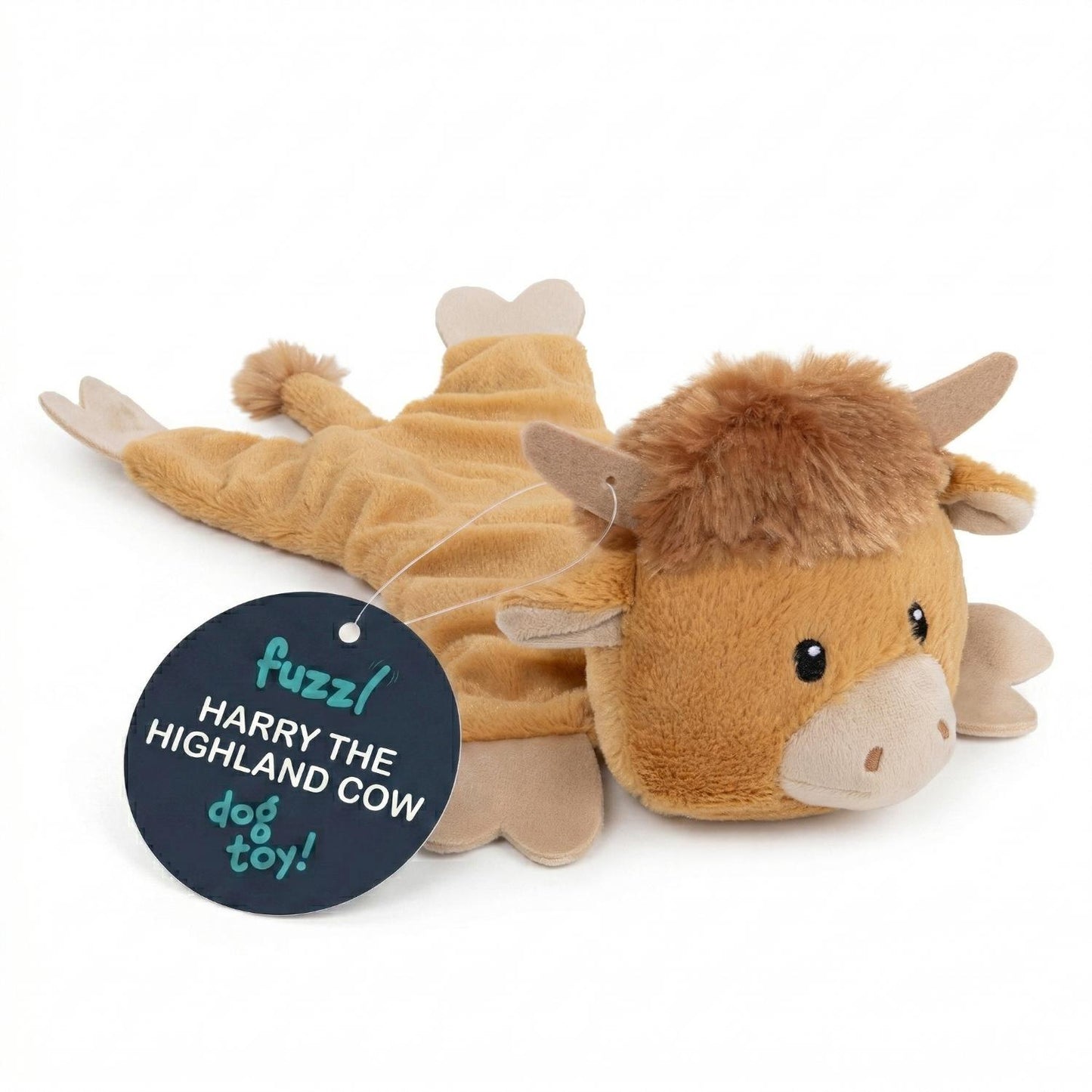 Fuzzl Harry Highland Cow | Minimal Stuffing Crinkle Squeak Toy