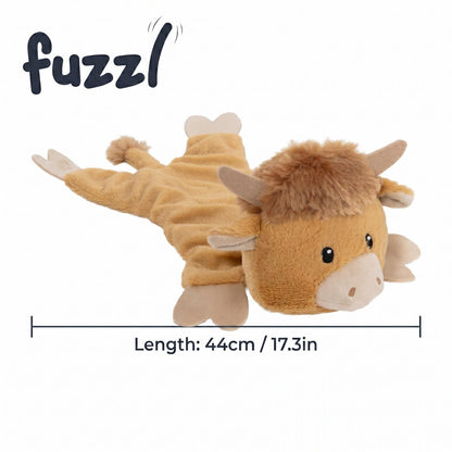 Fuzzl Harry Highland Cow | Minimal Stuffing Crinkle Squeak Toy