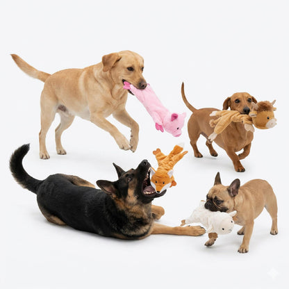 Fuzzl Lola Lamb | Minimal Stuffing Crinkle & Squeak Dog Toy