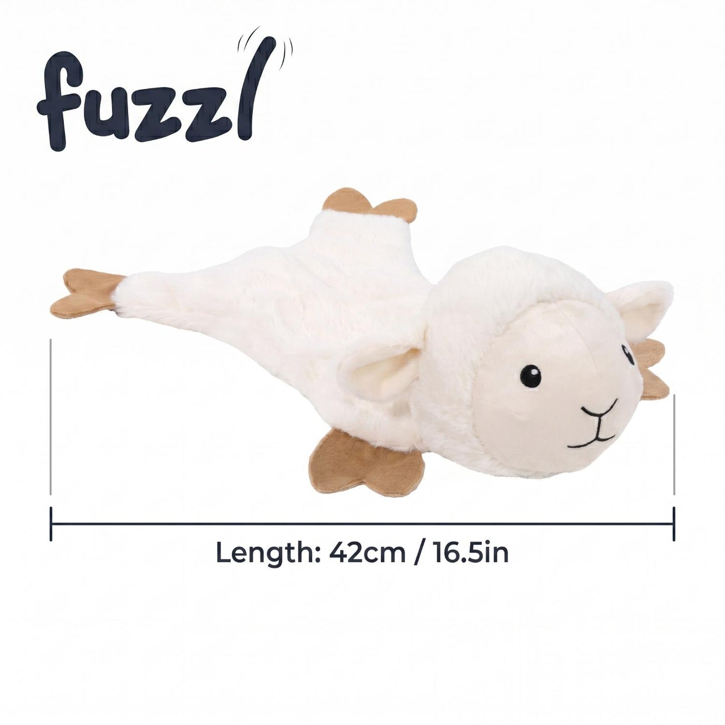 Fuzzl Lola Lamb | Minimal Stuffing Crinkle & Squeak Dog Toy