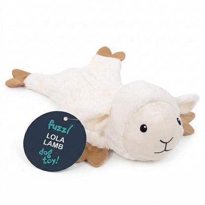 Fuzzl Lola Lamb | Minimal Stuffing Crinkle & Squeak Dog Toy