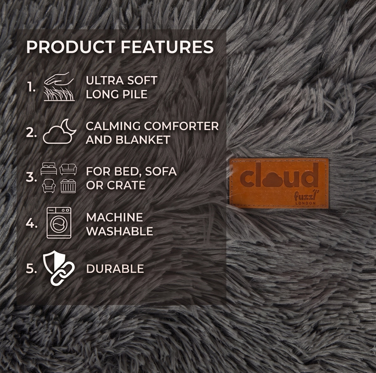 Fuzzl Cloud Comforter Blanket - 90 x 145cm Oversized - Charcoal