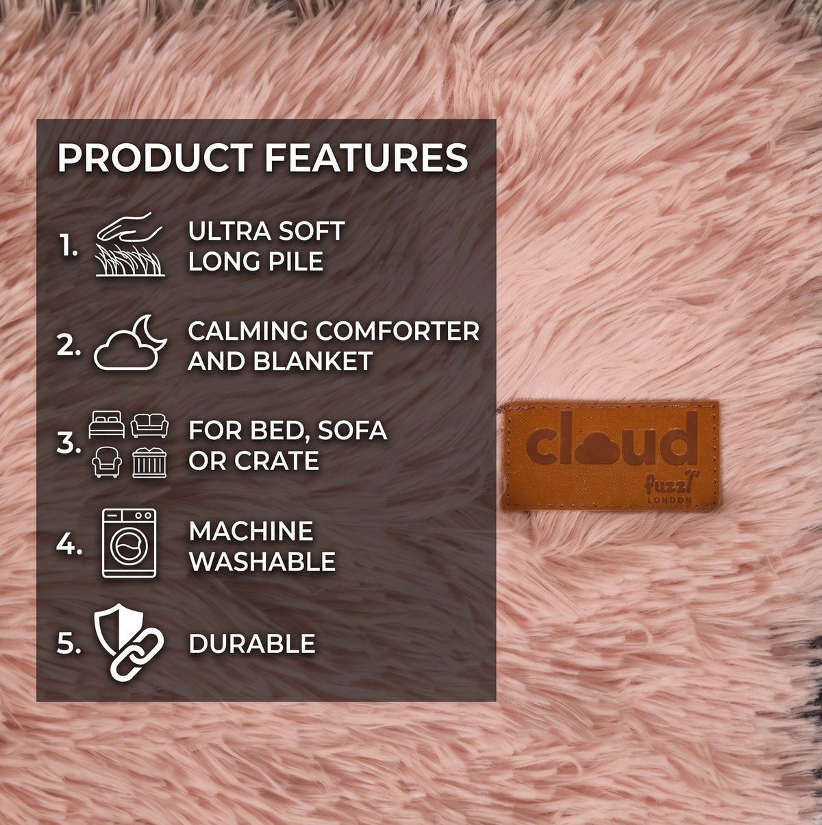 Fuzzl Cloud Comforter Blanket - 90 x 145cm Oversized - Blush Pink