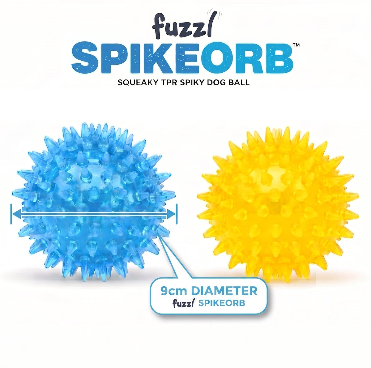 Fuzzl SpikeOrb Squeaky Spiky Ball | 6 Pack 9cm – Dog Toy