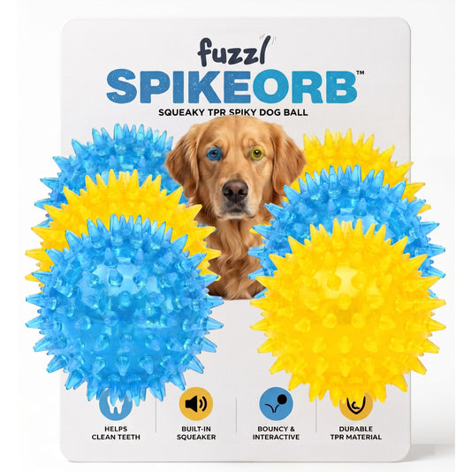 Fuzzl SpikeOrb Squeaky Spiky Ball | 6 Pack 9cm – Dog Toy