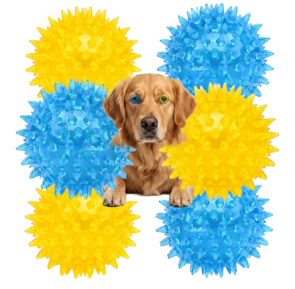 Fuzzl SpikeOrb Squeaky Spiky Ball | 6 Pack 9cm – Dog Toy