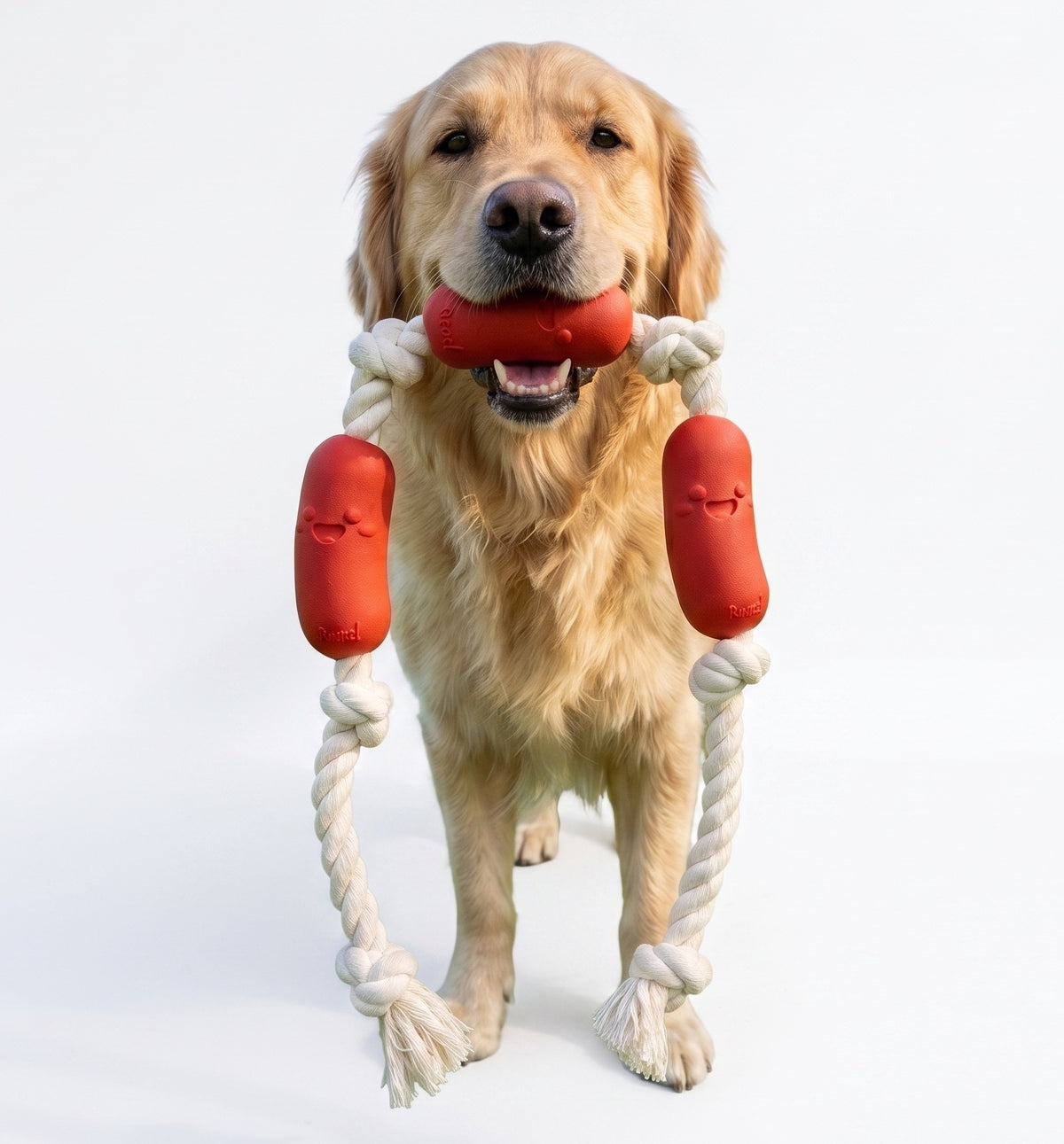 Fuzzl XL Tuff Tug Sizzlers | Bacon Scented Rope & Rubber Dog Toy