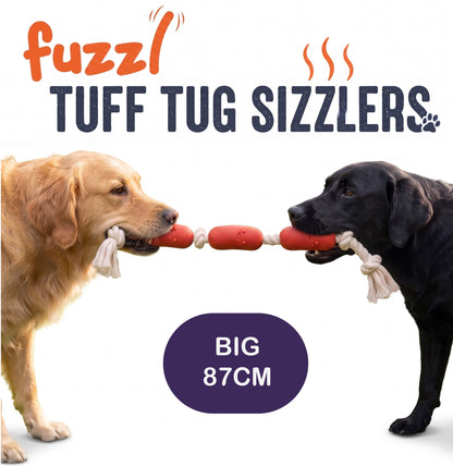 Fuzzl XL Tuff Tug Sizzlers | Bacon Scented Rope & Rubber Dog Toy