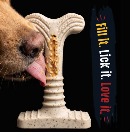 Fuzzl Fill-N-Chew Bamboo & Nylon T-Bone Dog Toy - Bacon Flavour