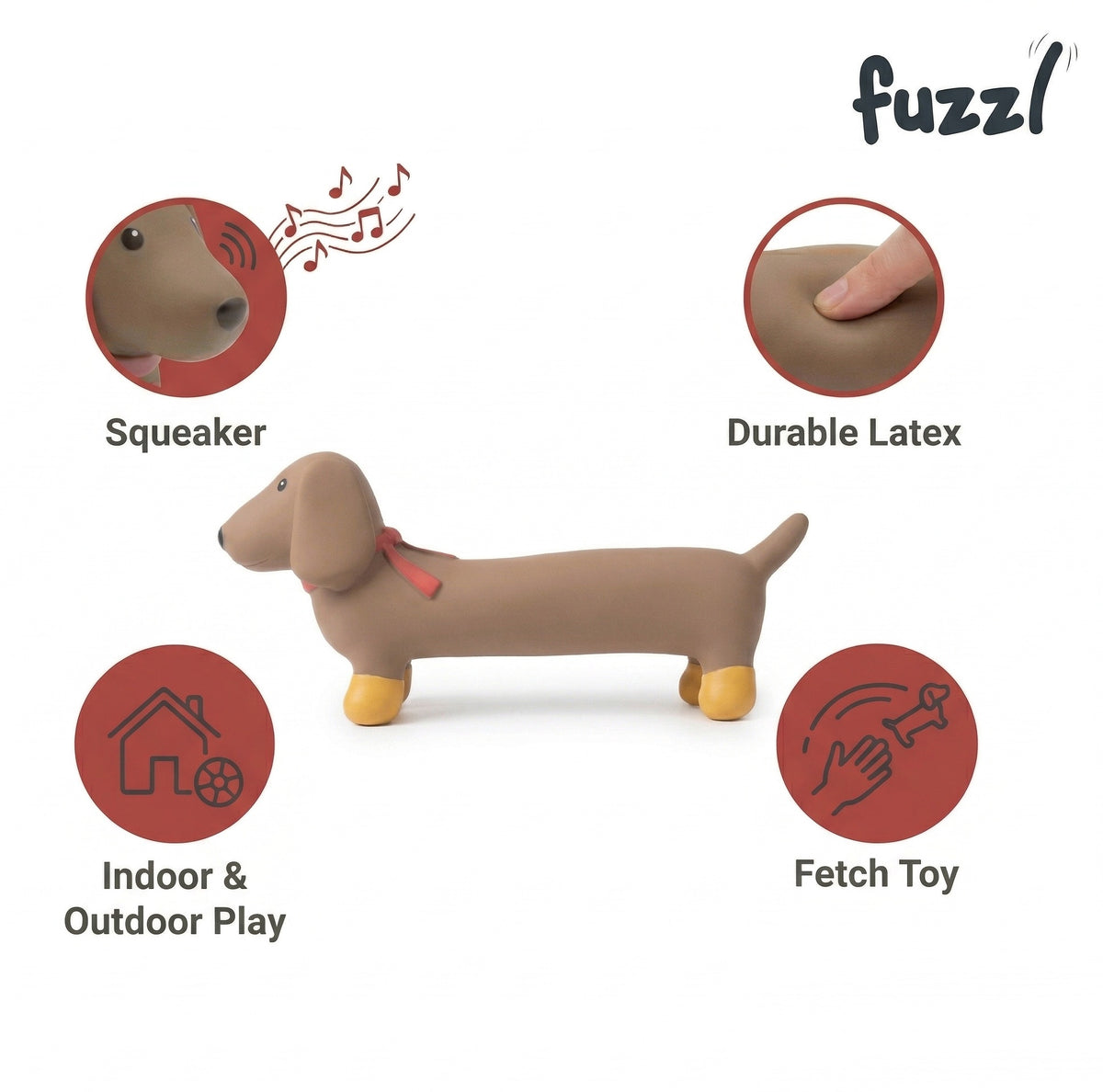 Sizzles Latex Dachshund Dog Toy Large | Squeaky Durable Chew Toy