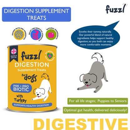 Fuzzl Pre Pro Biotic Digestion Supplement Treats for Dogs - Jumbo 180g