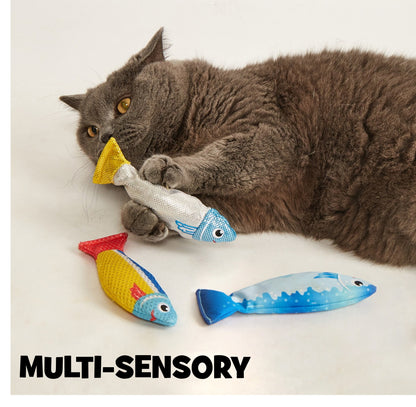 Fuzzl Sardines – 3 Pack Plush Fish Cat Toys – Catnip Filled - Fuzzl Pet