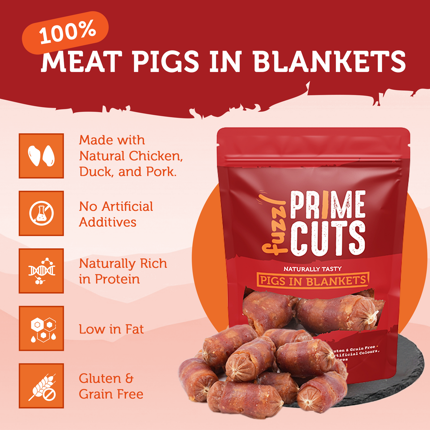 Fuzzl Prime Cuts Pigs in Blankets Dog Treats | 2x200g Pack - Fuzzl Pet